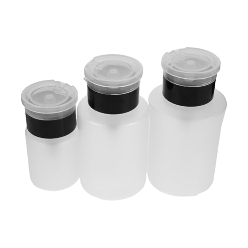 DECOMELODY 3 Piezas Botellas Dispensadoras de Bomba de Empuje para Maquillaje Unidades Plástico Resistente sin Derrames para Removedor Esmalte Uñas Uso Diario y Salón