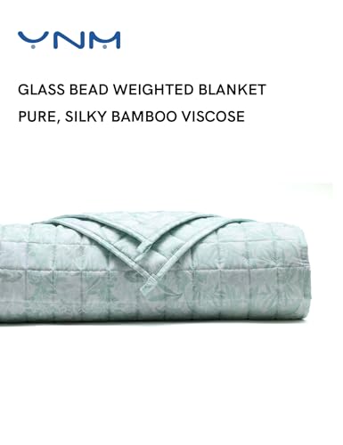 Image of YnM Cooling Weighted Blanket for Adults, 10lbs Heavy Bed Throw for One Person of 90lbs, Perfect for Hot Sleepers or Warm Climates with Rayon /Glass Beads(48x72 Inches,Twin /Full Bed, Spearmint Green)