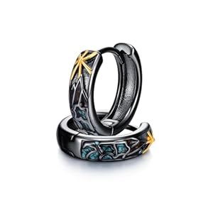 REDSUN Hoop Earrings for Men Women 925 Sterling Silver Silver/Gold/Black Huggie Earrings Hypoallergenic Celtic Rune Jewelry for Him Her Birthday Gifts
