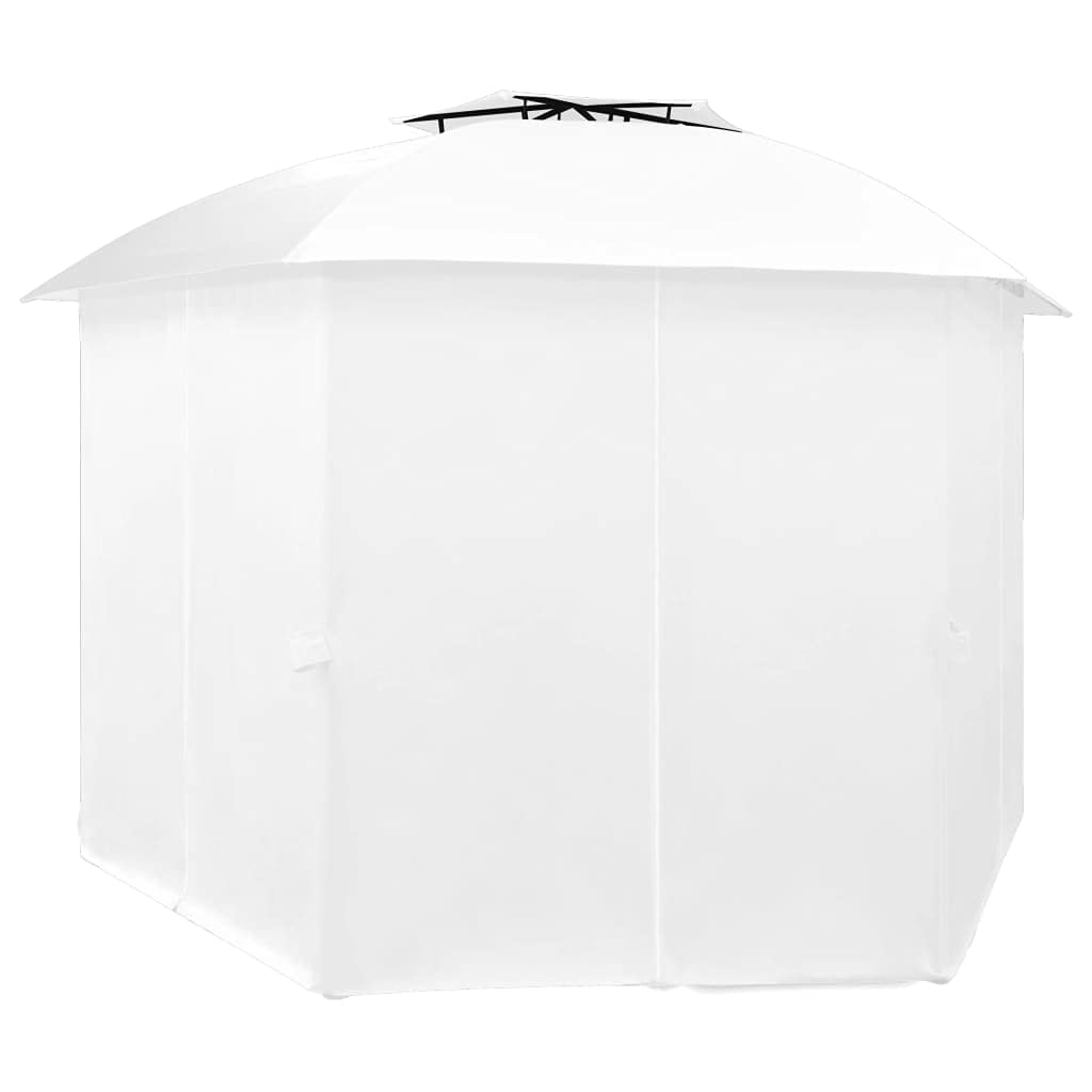 Gazebo da giardino con tende esagonali, resistente alle intemperie, da giardino, per feste, feste, giardino, birra, giardino, 360 x 312 x 265 cm, colore bianco, 180 g/m²