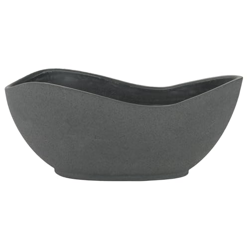 Classic Home and Garden Arc Unique Planter Bowl w/Drain Plug - UV Resistant Shallow Planter - Modern Plant Pot for Herbs (12 Concrete)
