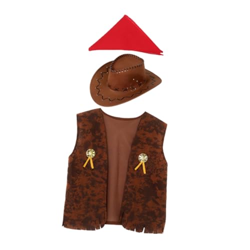 Costume cowboy western adulte tenue halloween f&ecirc;te gilet chapeau foulard