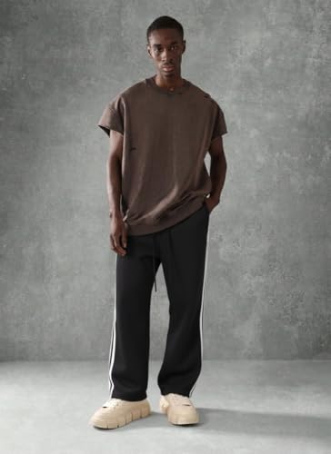 Image of dockstreet Straight Wide fit Long Length Open Bottom Jogger for Men /Trending Multi Pocket Style, Relaxed Casual Pants for Men