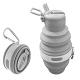 KIPTVO Collapsible Water Bottle, Silicone Multifunctional Foldable Water Bottle, Reusable Lightweight Travel with Leak-Proof Cap and Carabiner for Sports, for Travel Hiking Camping Outdoor Activities