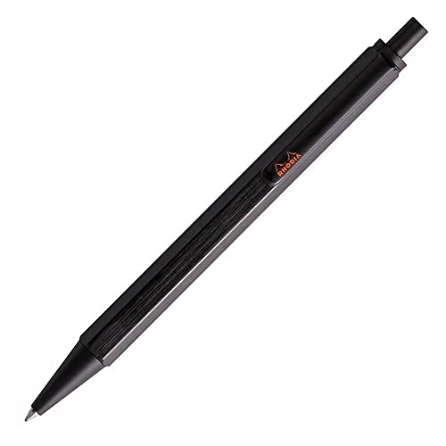 Bolígrafo Clairefontaine Rhodia Script retráctil de aluminio negro para firmas limpias sin fallos