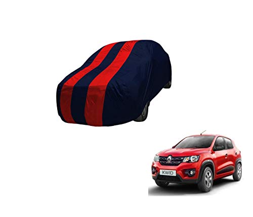 Image of Auto Hub Car Cover Compatible with Renault Kwid with Mirror Pocket,Triple Stitched, Weather Proof, Kwid Car Cover- Navy-Red