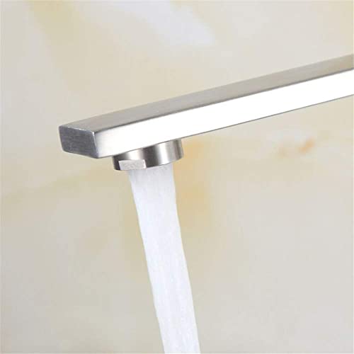 Grifo de cocina monomando cuadrado en acero cepillado para fregadero con mezclador agua fría y caliente 5