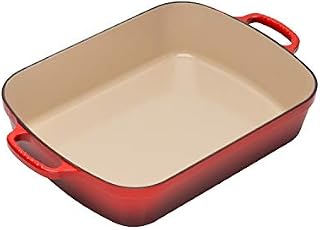 Le Creuset LS2011-3367 Signature Cast Iron Rectangular Roaster, 5.25-Quart, Cerise (Cherry Red)