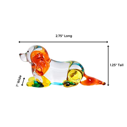 Duongjais Brand Hand Blown Art Glass, Lovely Dog Miniature Animals Collection, Dollhouse Miniatures, Decorations, Seasonal Gift, Souvenirs, Art Glass Blown Animals. (Beagle Dog No.5) #TOP4