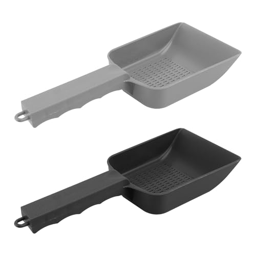 Outanaya 2pcs Reptile Sand Shovels and Lizard Dung Sieves, Black Grey Reptile Excrement Cleaning Shovels with Fine Mesh for Terrarium Sand Maintenance and Hygiene