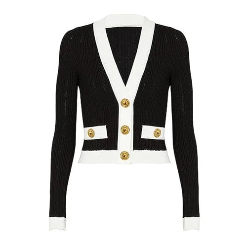 Women's Single Breasted V Neck Knitted Cardigan Tops Long Sleeve Sweater Knitwear