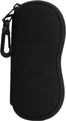 Calabria Estojo de óculos de neoprene macio com zíper, clipe de cinto, preto, masculino, feminino, ultraleve, óculos de sol, armazenamento de óculos de sol, Preto, G