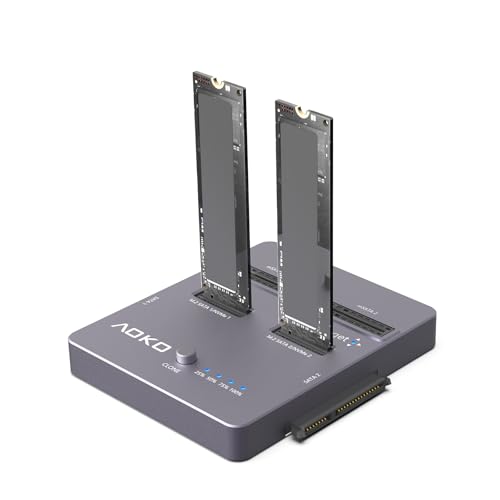 AOKO M.2 NVMe SSD Cloner, Dual-Bay 4-in-1 Hard Drive Duplicator/Reader, Supports M.2 NVMe/NGFF SATA,...