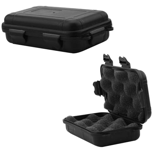 VIFER Stoßfeste Aufbewahrungsbox für den Außenbereich, wasserdicht, versiegelt, Hartschale, stoßfest, für Luft, Camping, Wandern, Angeln, Survival, im Freien (S-schwarz)