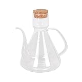 PLUS HOME Aceitera de Cristal de Borosilicato, Aceitera Antigoteo, Aceitera con Asa y Tapón de Corcho, Cabezal Ancho para Facilitar el Llenado.0.5Litro