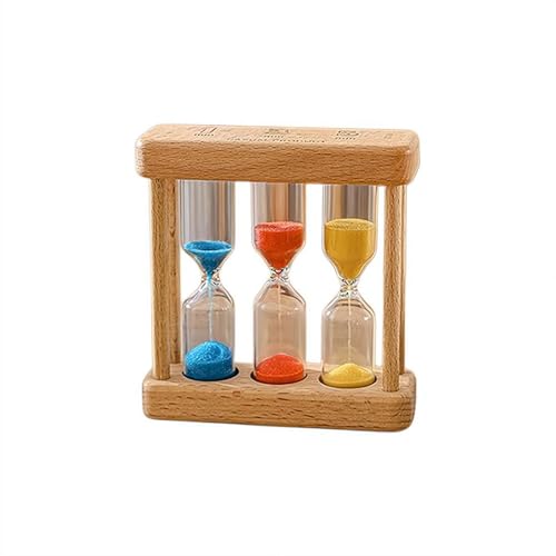 木製サンドタイマーセット ? 小さな砂時計時計、9×3×9.3cm 装飾用サンドグラス 自宅/オフィス/教室/ゲーム用 バッテリー不要の時間管理ツール (1+3+5分サイズA)