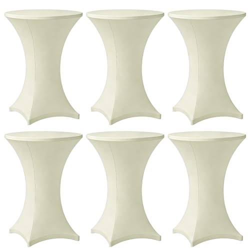 Lemict Cocktail Table Covers - 6 Pack 32x43 Inch Table Cloth - Ivory
