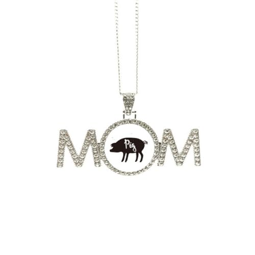 Collier cochon noir et blanc en émail pour la Fête des Mères