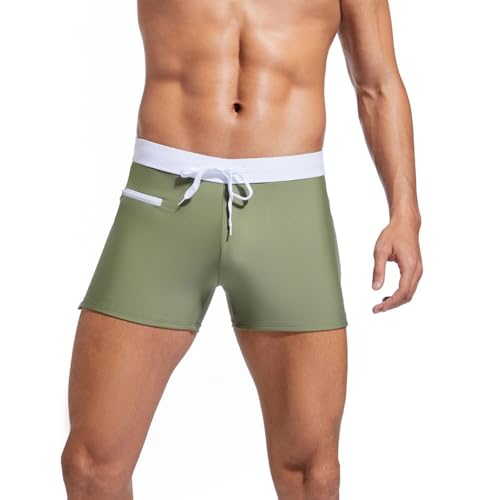 Men's Stretch Swimsuit Trunks with Zipper Pockets Quick Dry Swimwear Bathing Suit Swim Briefs Board Shorts for Men3