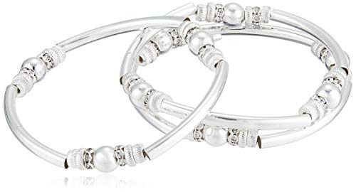 NINE WEST Women's Classics Silver-Tone Set of 3 Bangle Stretch Bracelet