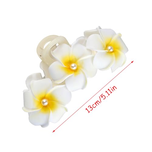 Pinzas de cabello flores hawaianas con perlas grandes miniatura 6