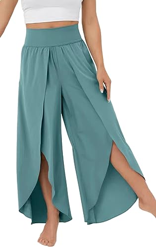 PADOLA Damen Hosen mit Schlitz Leichte Sommerhose Palazzo Wickelhose...