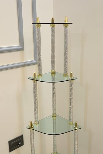 Image of SHREE Glass Wall Shelves || Living Room Stylish || Unique Design with Finish 5 Shelf (Silver)