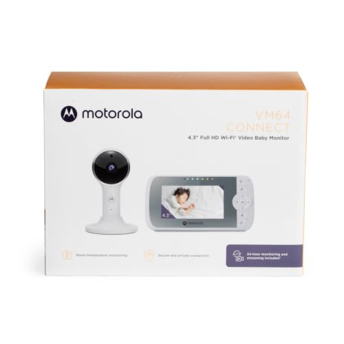 Image of Motorola Nursery VM64 Connect - Video Baby Monitor with Camera and Night Vision - Two-Way Talk App - Magnetic Camera Mount, White