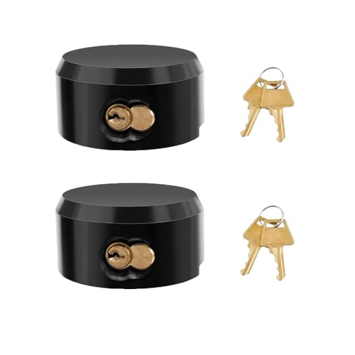 Image of 2 Pack Hidden Shackle Padlock Keyed Alike Heavy Duty Trailer Puck Black | Trailer Door Lock W /4 Keys, Anti Theft, 2-7 /8 inch Solid Steel, for Trailers Trucks Vans, Shed Gates Garage