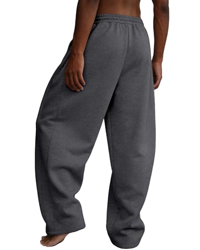 Image of Men's Baggy Sweatpants Wide Leg Fleece Lounge Joggers with Deep Pockets | Soft 65% poly 35% cotton stretch blend, outer drawstring, open bottom, relaxed fit for gym, travel, errands and daily wear
