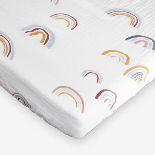 Chippi & Co Boho Rainbow Fitted Cotton Crib Sheet for Baby Standard Size Mattress, boy and Girl Unisex Nursery Bedding 52x28x4  