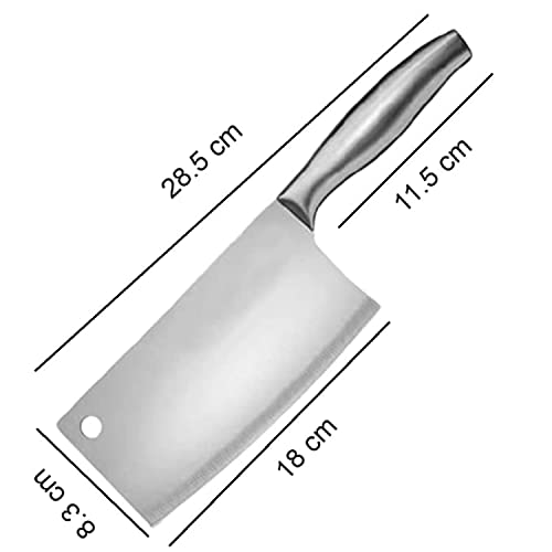 Image of 7 inch Kitchen Meat Cleaver Knife, High Carbon Stainless Steel Ultra Sharp Knife for Meat & Vegetable, for Bonning, Chopping, Cutting, Silver, Pack of 1