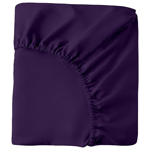 Image of HBHLFZ Crib Sheets for Boys, Girls, 28x52 Inch Fitted Crib Sheet - 8 Inch Deep Pocketed Fixed Sheet - Soft and Comfortable Microfibre - Fits Standard cot and Toddler mattresses, Purple