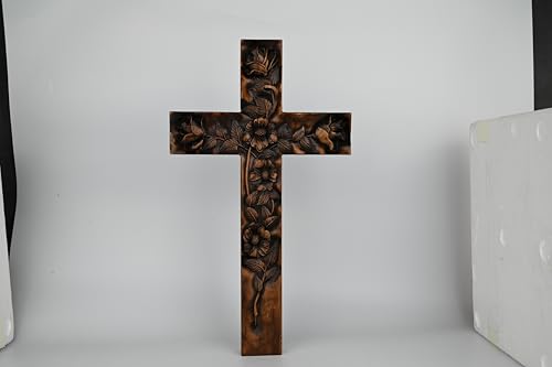 Cruz de rosas adorno religioso de madera BGCOPPER cruz de pared decorativa