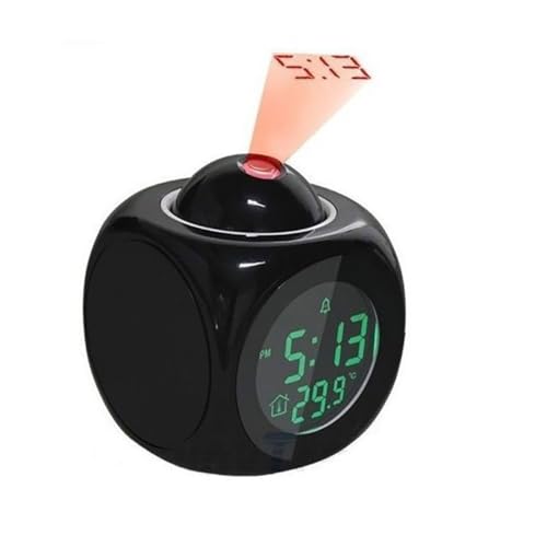 FUNOMOCYA Digital Alarm Clock Led Projection Retro for Bedroom Voice Talking 12/ Hour Snooze Hourly Chime