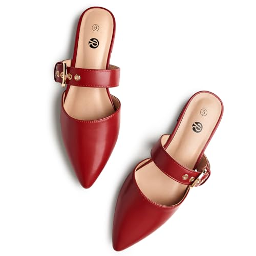 Image of Rekayla Mules for Women Adjustable Strap Pointed Toe Backless Loafer Shoes