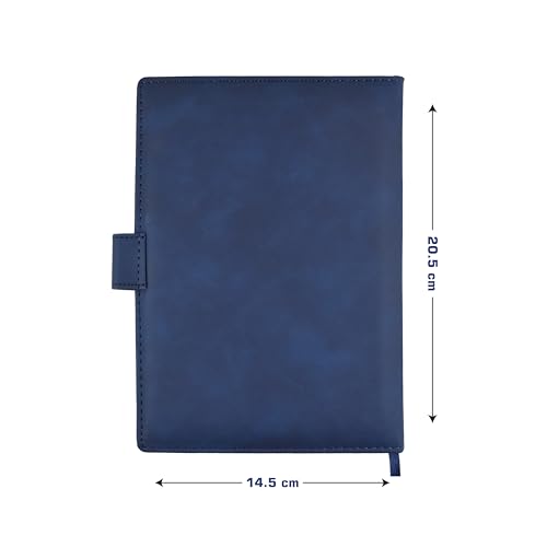 Image of Cubic A5 Foambound Leather Notebook Navy Blue | 160 Pages | Soft Cover | Button Closure | Premium Journal for Office, School, Notes, Journaling | Elegant, Durable & Compact Design