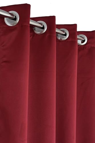 Image of 100% True Blackout Curtains 7 Feet, Set of 1 Panels | 300 GSM Heavy Room Darkening Polyester Cloth for Bedroom & Living Room | Thermal Insulated Heat & Noise Reducing (84x47 Inch, Maroon) | 100% Room Darkening Thermal Insulated Heat & Noise Reducing Curtains 7 feet long
