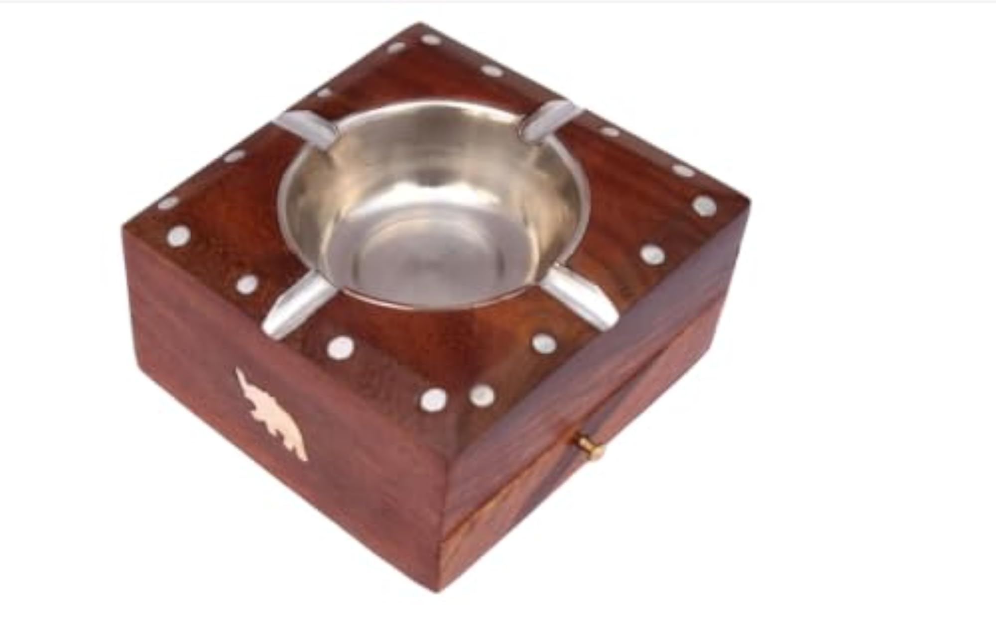 Wooden Handmade Ashtray with Cigarette Holder, 4 Slots
