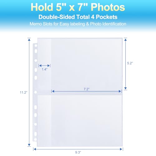 30 Pack 5x7 Photo Album Refill Pages for 3 Ring Binder, Ultra-Clear Photo Sleeves Holding 120 Pictures, Double-Sided 2 Pockets, Photo Sheet Protector for Photos and Postcards image 6
