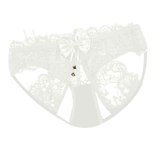 Generisch Lingerie sexy Femme La séductrice féminine Pure Desire ouverture en dentelle sans prendre et sous-vêtements Culotte triangulaire à taille basse, Blanc., taille unique