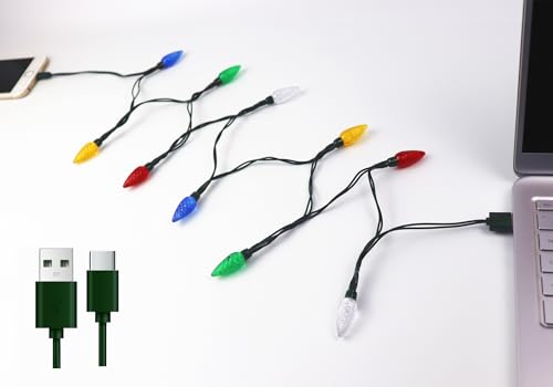 YAGE Tale - Cabo de carregamento para telefone com luz de Natal LED, USB tipo C e cabo de carregamento de lâmpada, 10 LED, multicolorido, compatível com tipo C