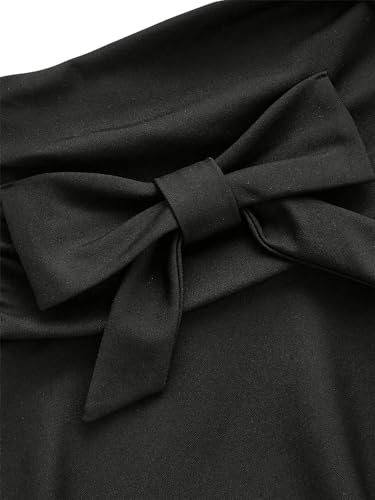 WDIRARA Women's Elastic Waist Bow Front Ruched Lettuce Trim A Line Mini Skirt3