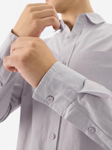 Image of The Souled Store Solid Linen: Beige Color Men and Boys Regular Outdoor Fit Full Sleeve Collared Neck Spread Collar Casual Wear Stylish Comfortable Premium Elegant Cotton Shirts