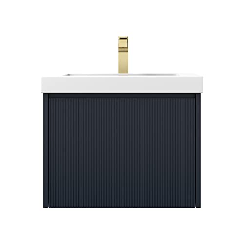 Positano All Wood Floating Bathroom Vanity With Acrylic Sink (24" W/Acrylic Sink, Night Blue) #TOP21