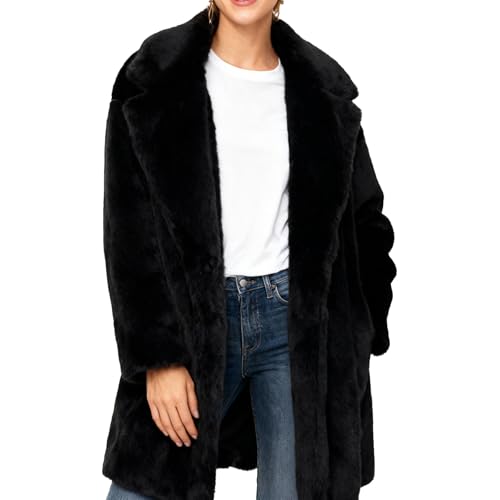 Manteau d'hiver en fausse fourrure femme veste chic chaude à manches longues