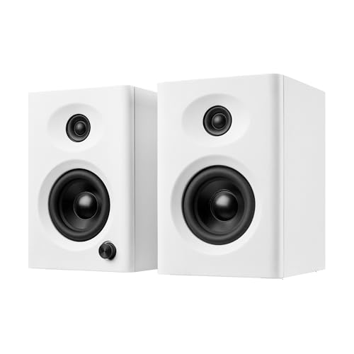 NSY Audio Computer Speakers for Desktop PC, 60W Bluetooth Surround Sound Speakers with Bass, Compact Powered Bookshelf Speakers for Office, Monitors, Laptop, Gaming, TV, Gifts (White, Pair)