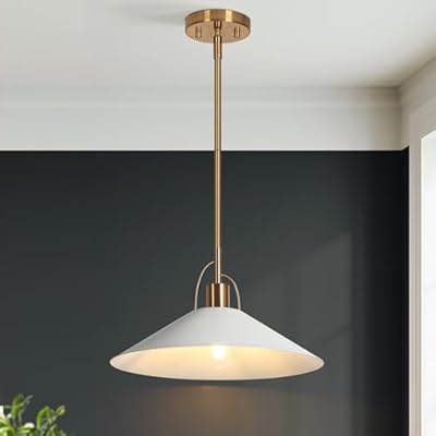 classy leaves Pendant Lights Kitchen Island, 14-Inch Gold and White Metal Pendant Light Fixtures, Modern Kitchen Pendant Lighting Over Island