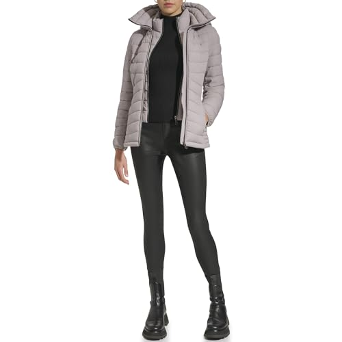 DKNY Womens Bib-Front Light-Weight Puffer