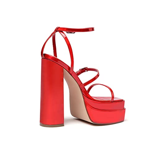 Vivianly Womens Platform Ankle Strap Sandals Open Toe Chunky Block High Heels Size 8 thumb #4